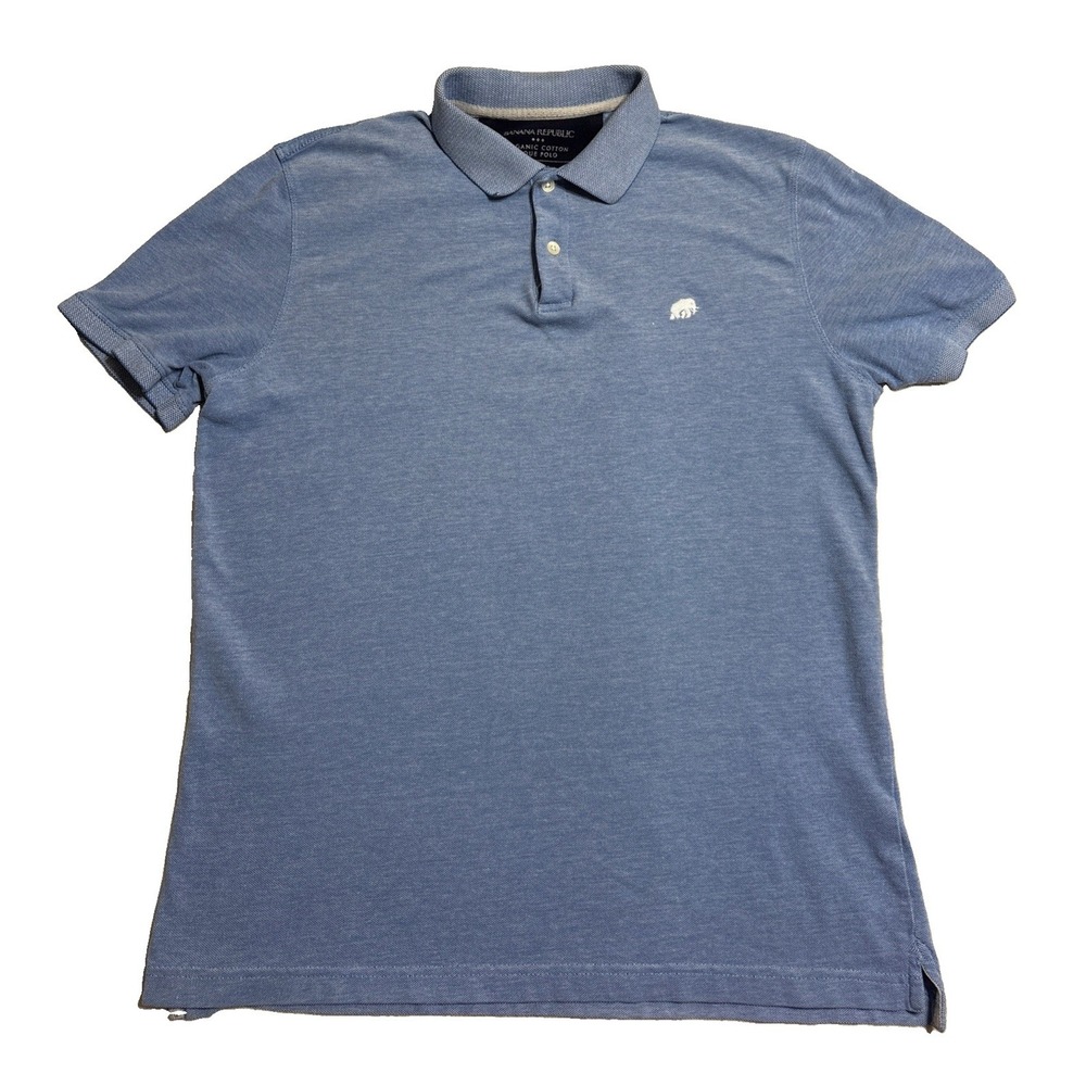 Banana Republic Organic Cotton Polo Men's Size Medium Blue Short Sleeve Shirt